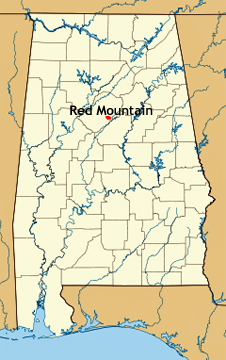 map of Alabama showing location of Red Mountain